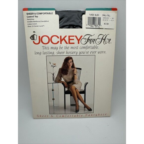 Pantyhose JOCKEY for HER Tuxedo Black Small/ Tall Sheer 20 Control Top GR61 - Picture 1 of 2